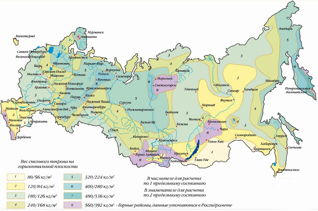 Снеговые районы Российской Федерации